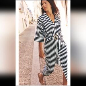 ZARA BASIC Blue White Striped Midi Dress Size Small. Ref: 365/766/7044